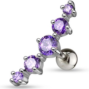 Jewelled Ear Stud - 5 Gem