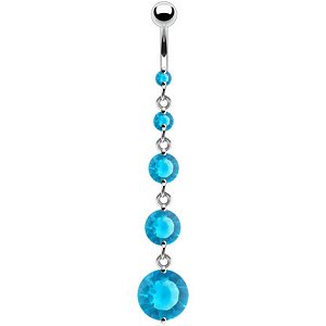 Long 4 Jewel Dangly Belly Bar