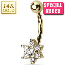 14ct Gold Flower Belly Bar