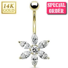 14ct Gold Starflower Belly Bar