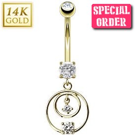 14ct Gold Double Hoop Belly Bar
