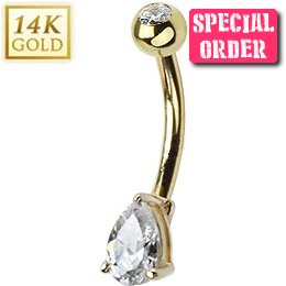 14ct Gold Teardrop Belly Bar