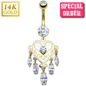 14ct Gold Chandelier Belly Bar