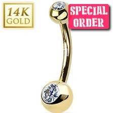 14ct Gold Double Jewelled Belly Bar