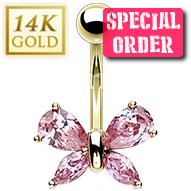 14ct Gold Jewelled Butterfly Belly Bar
