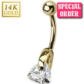 14ct Gold Triangle Belly Bar