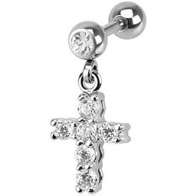 Jewelled Crucifix Ear Stud