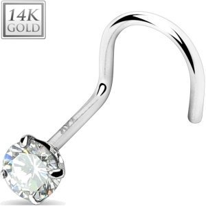 14ct White Gold Cubic Zirconia Nose Stud