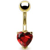Gold-Plated Heart Belly Bar