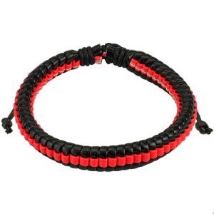 Black & Red Leather Bracelet