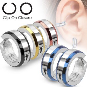 PVD Rose Gold Clip-On Hoop Earrings