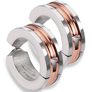 PVD Rose Gold Clip-On Hoop Earrings