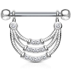 Steel CZ Jewelled Tiers Nipple Barbell