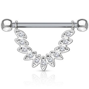 Steel CZ Jewelled Petals Nipple Barbell