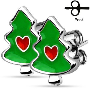 Steel Christmas Earrings - Christmas Tree