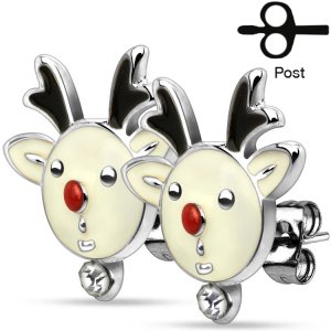Steel Christmas Earrings - Reindeer
