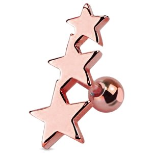 Rose Gold Steel Triple Stars Ear Stud