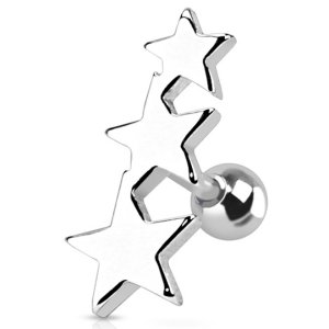 Steel Triple Stars Ear Stud