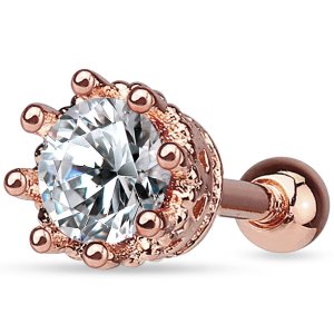 Vintage Style Rose Gold on Steel Jewelled Ear Stud