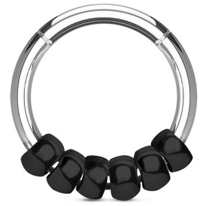 1.2mm Gauge Steel Hinged Segment Ring with Black Beads