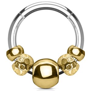 1.2mm Gauge Steel Hinged Segment Ring with Gold Beads