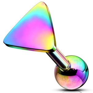 Rainbow Steel Triangle Ear Stud