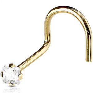 14ct Gold Jewelled Square Nose Stud