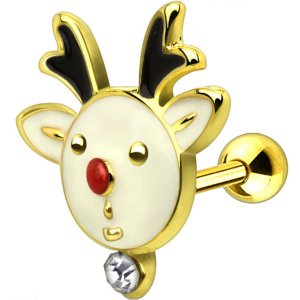 14ct Gold-Plated Reindeer Ear Stud