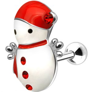 Steel Snowman Ear Stud