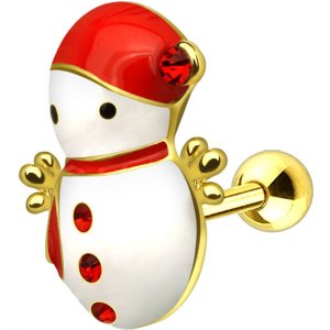 14ct Gold-Plated Snowman Ear Stud