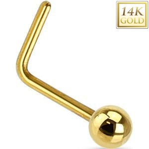 14ct Gold L-Shaped Ball Nose Stud