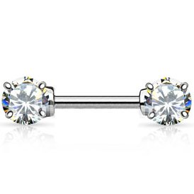 14ct White Gold Jewelled Nipple Barbell