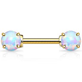 14ct Gold Opal Nipple Barbell