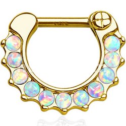 14ct Gold Opal Septum Clicker Ring
