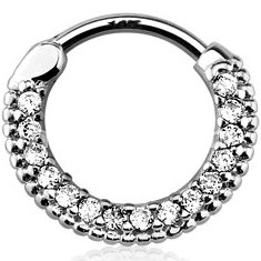 14ct White Gold Jewelled Septum Clicker Ring