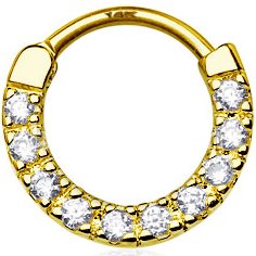 14ct Gold Jewelled Septum Clicker Ring