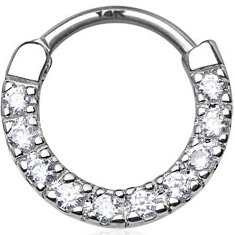 14ct White Gold Jewelled Septum Clicker Ring