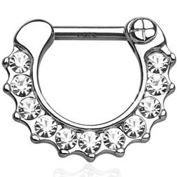 14ct White Gold Jewelled Septum Clicker Ring