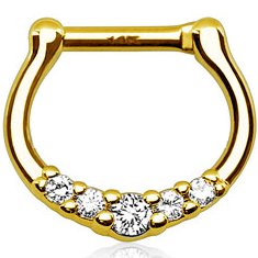 14ct Gold Jewelled Septum Clicker Ring