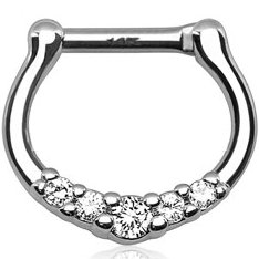 14ct White Gold Jewelled Septum Clicker Ring