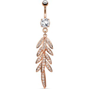 Rose Gold Feathery Petals Belly Bar