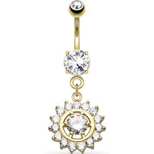 Gold-Plated Jewelled Circle Belly Bar