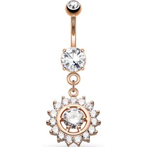 Rose Gold-Plated Jewelled Circle Belly Bar