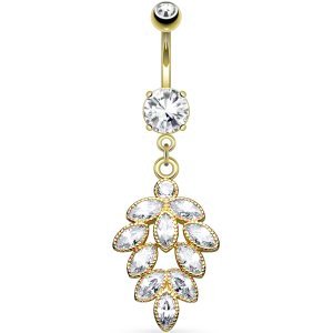 Gold-Plated Jewelled Cluster Belly Bar