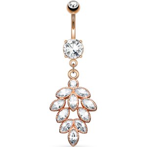 Rose Gold-Plated Jewelled Cluster Belly Bar