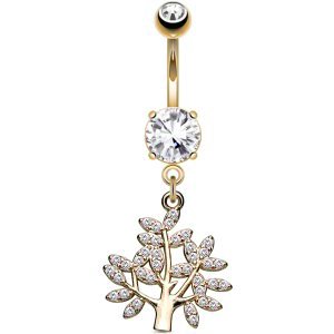 Gold-Plated Jewelled Tree of Life Belly Bar