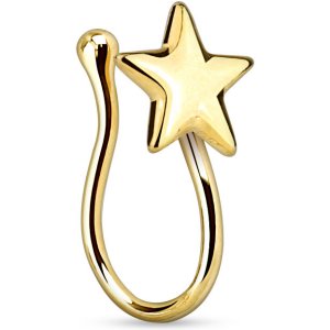 Gold IP-Plated Star Clip-on Nose Ring