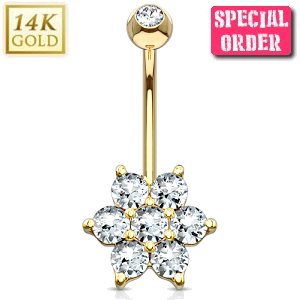 14ct Gold Flower Belly Bar