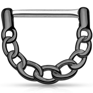 PVD Black Steel Chain Link Nipple Clicker