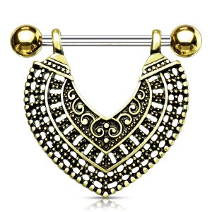 Vintage Gold Steel Heart Nipple Shield